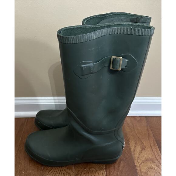 LL Bean Wellie Rubber Rain Boots Women's Size 9 Green Tall Muck Boot - Picture 2 of 10